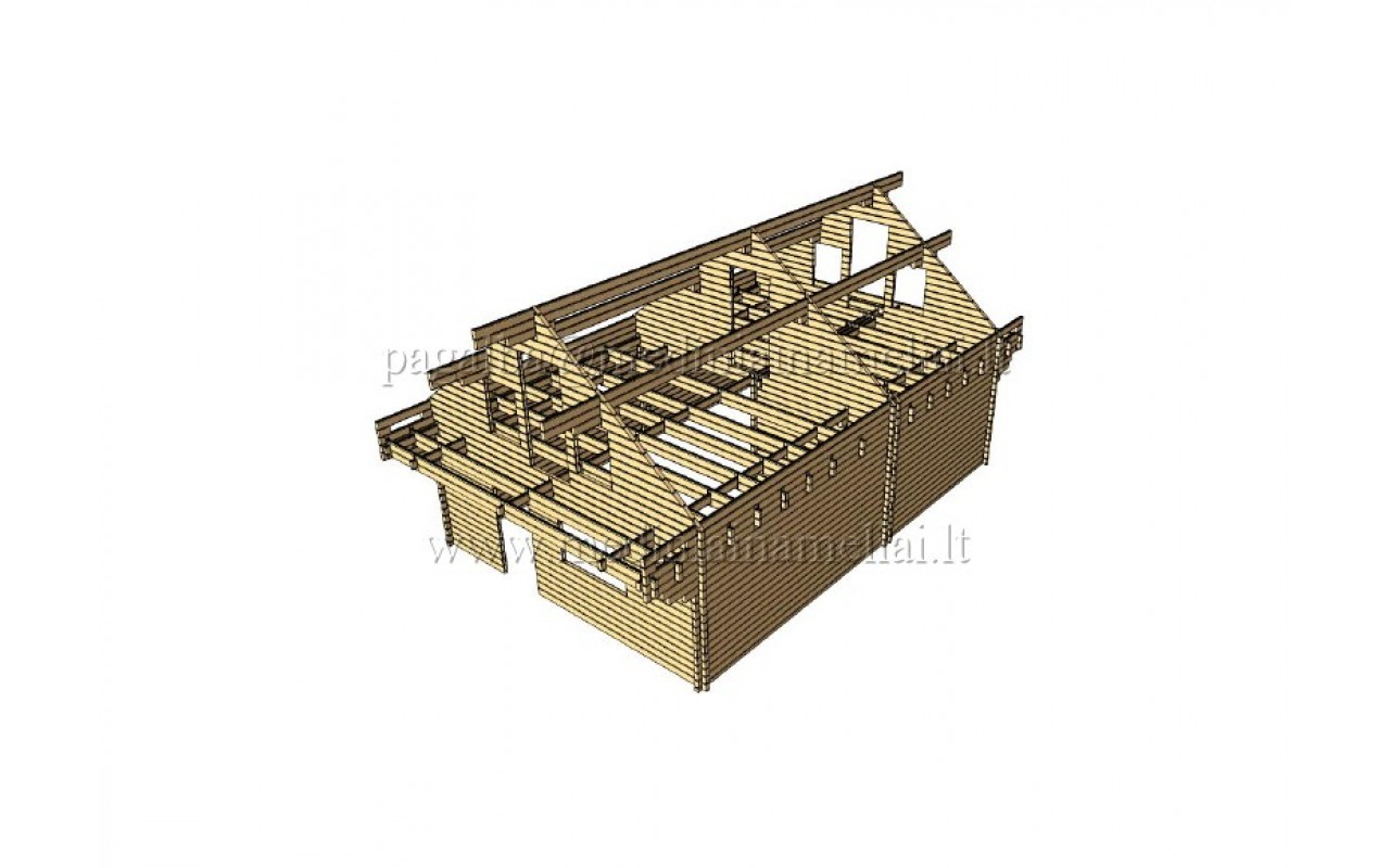 Medinis vasarnamis LINCOLN 6X9m, 60mm (85m²)